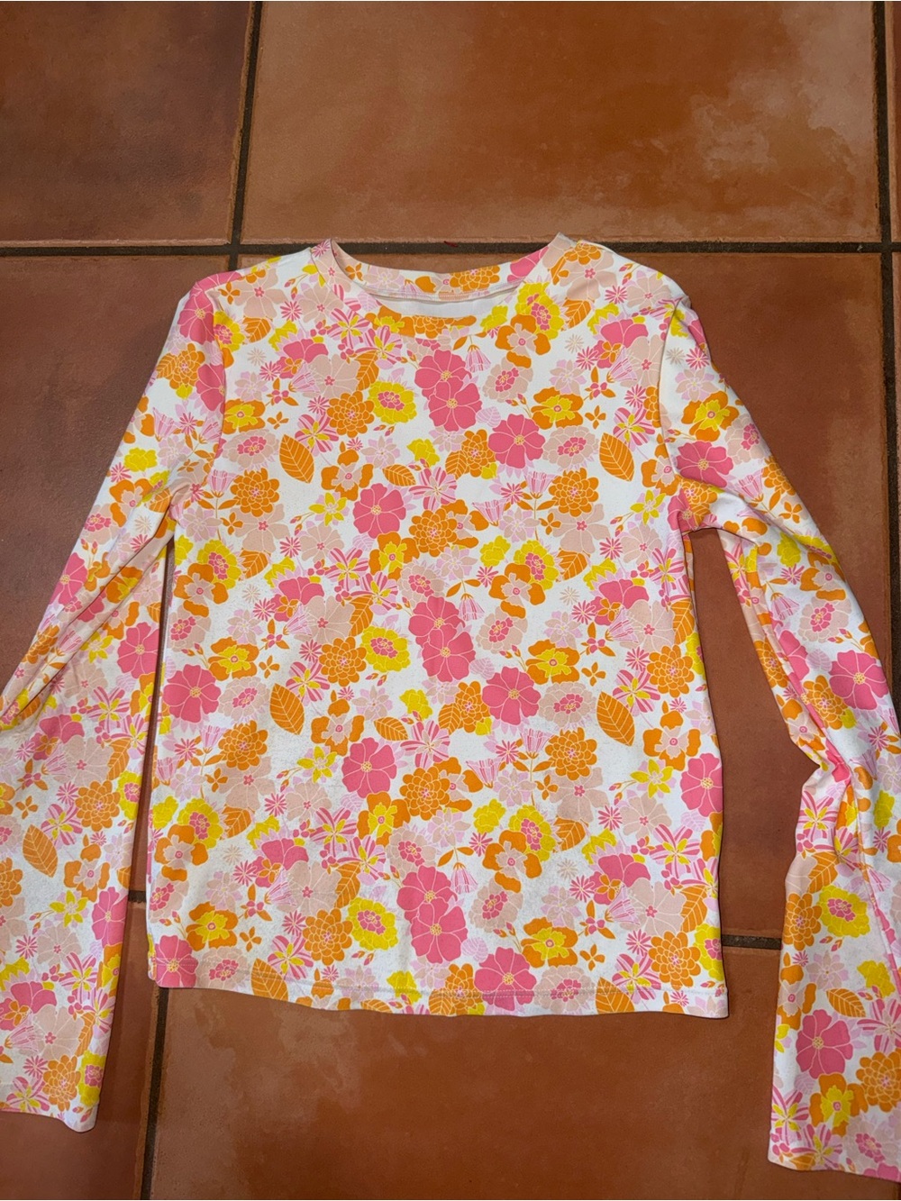 GAP Girls' Long-Sleeve Floral Rashguard - Pink & Yellow & Orange